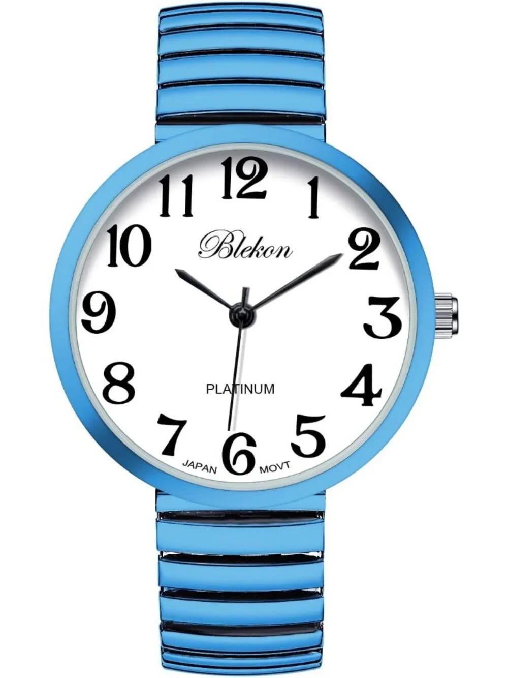 Women's Light Blue Super Large Face Stretch Band Japanese Movement Fashion Watch